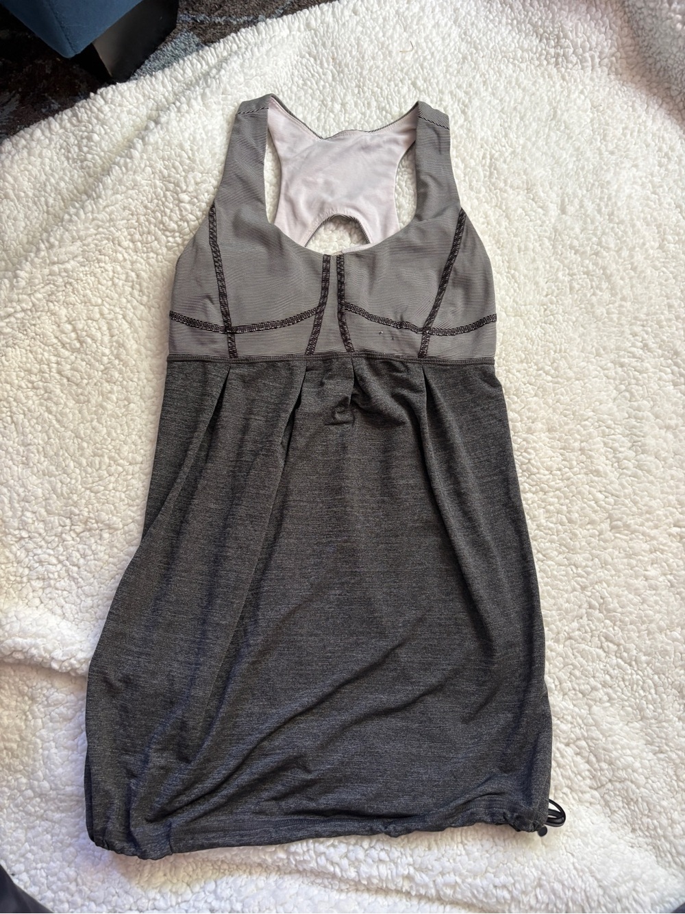 lululemon grey, black & white peplum style workout top